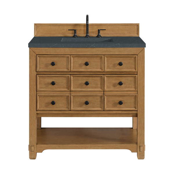 James Martin Malibu 36" Single Vanity, Amber Birch w/ 3 CM Counter Top - Luxe Bathroom Vanities