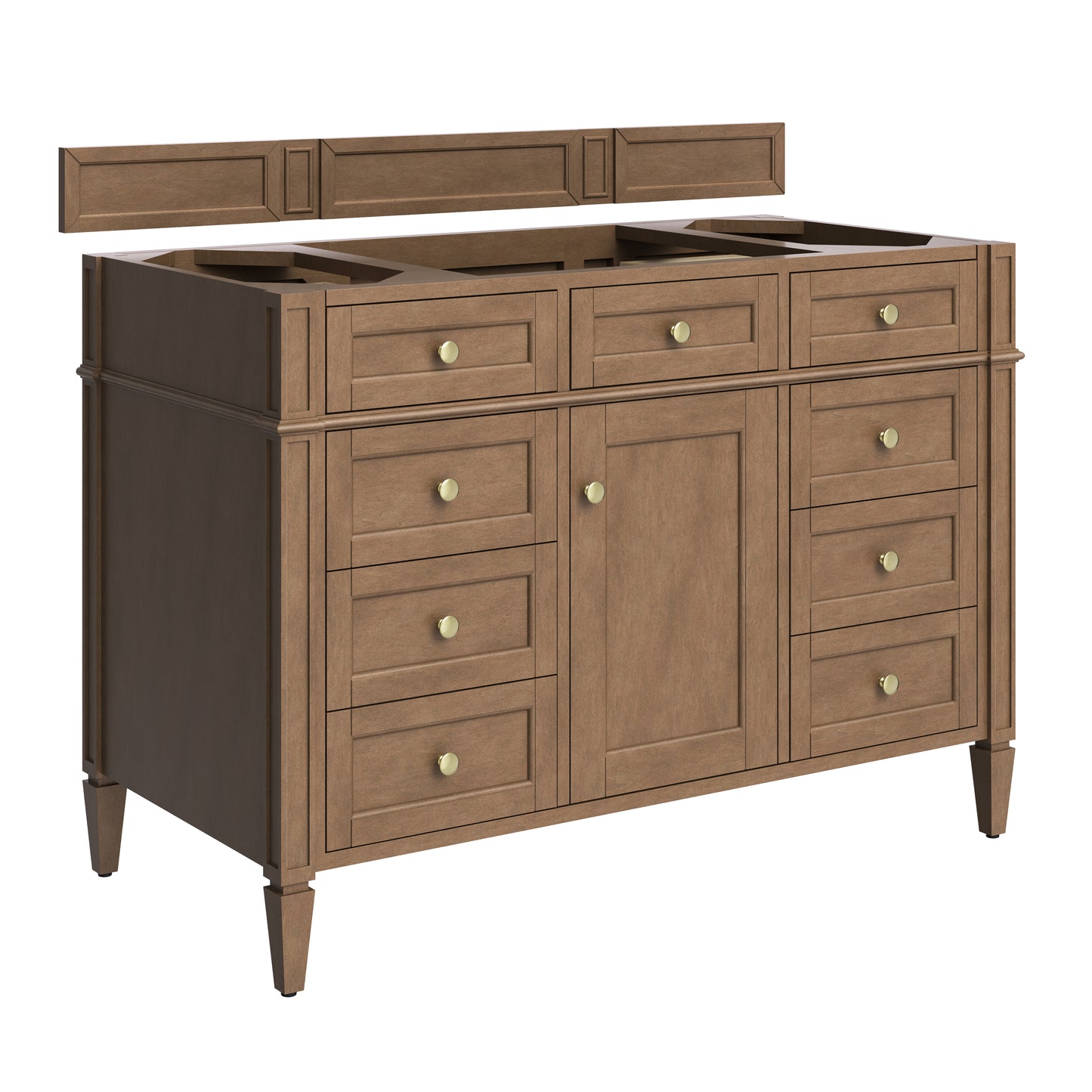 James Martin Brittany 48" Single Vanity with Single Hole 3 CM White Zeus Quartz Top & Backsplash