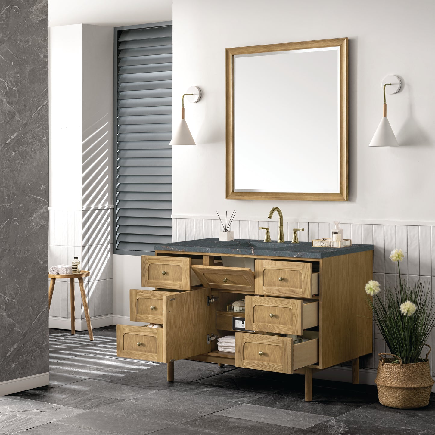 James Martin Laurent 48" Single Vanity with 3 CM Countertop & FreePower Wireless Charger