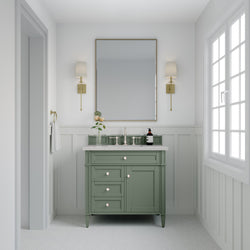 James Martin Brittany 36" Single Vanity, Smokey Celadon - Luxe Bathroom Vanities