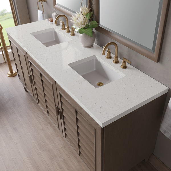 James Martin Portland 72" Double Vanity Whitewashed Walnut with 3 CM Countertop