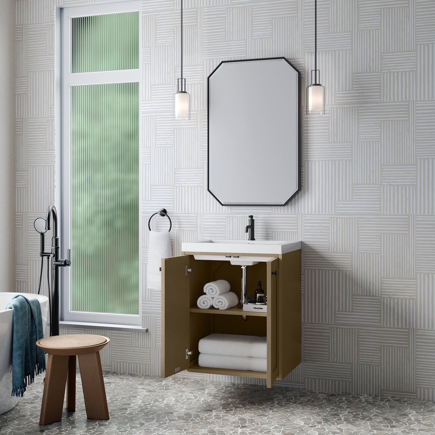 James Martin Chianti Single Vanity with White Glossy Composite Stone Top