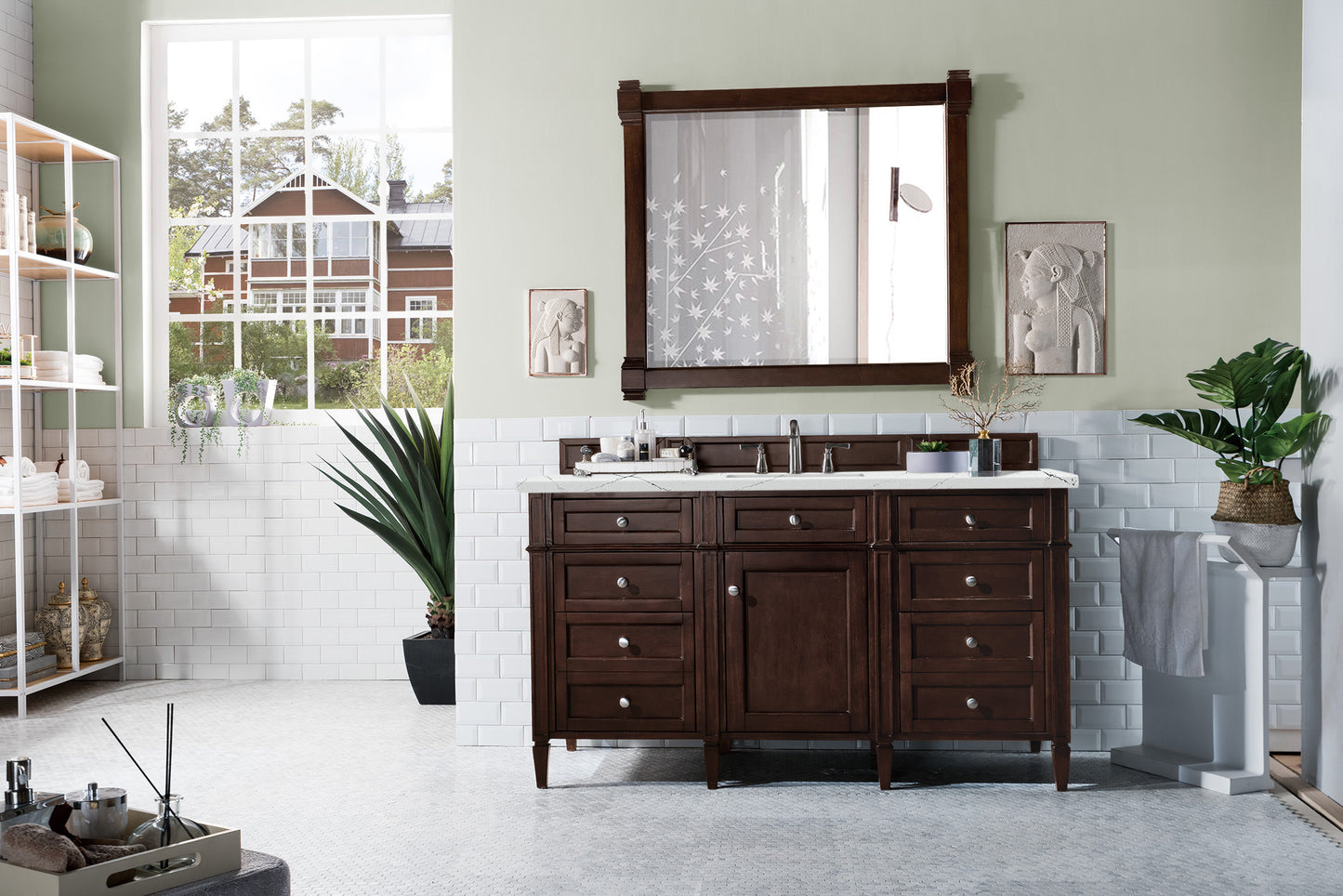 James Martin Brittany 60" Single Vanity with 3 CM Countertop & FreePower Wireless Charger
