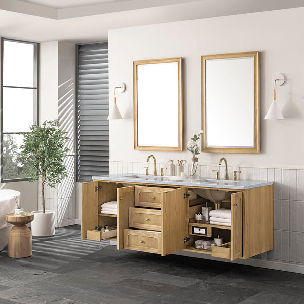 James Martin Laurent 72" Double Vanity, Light Natural Oak