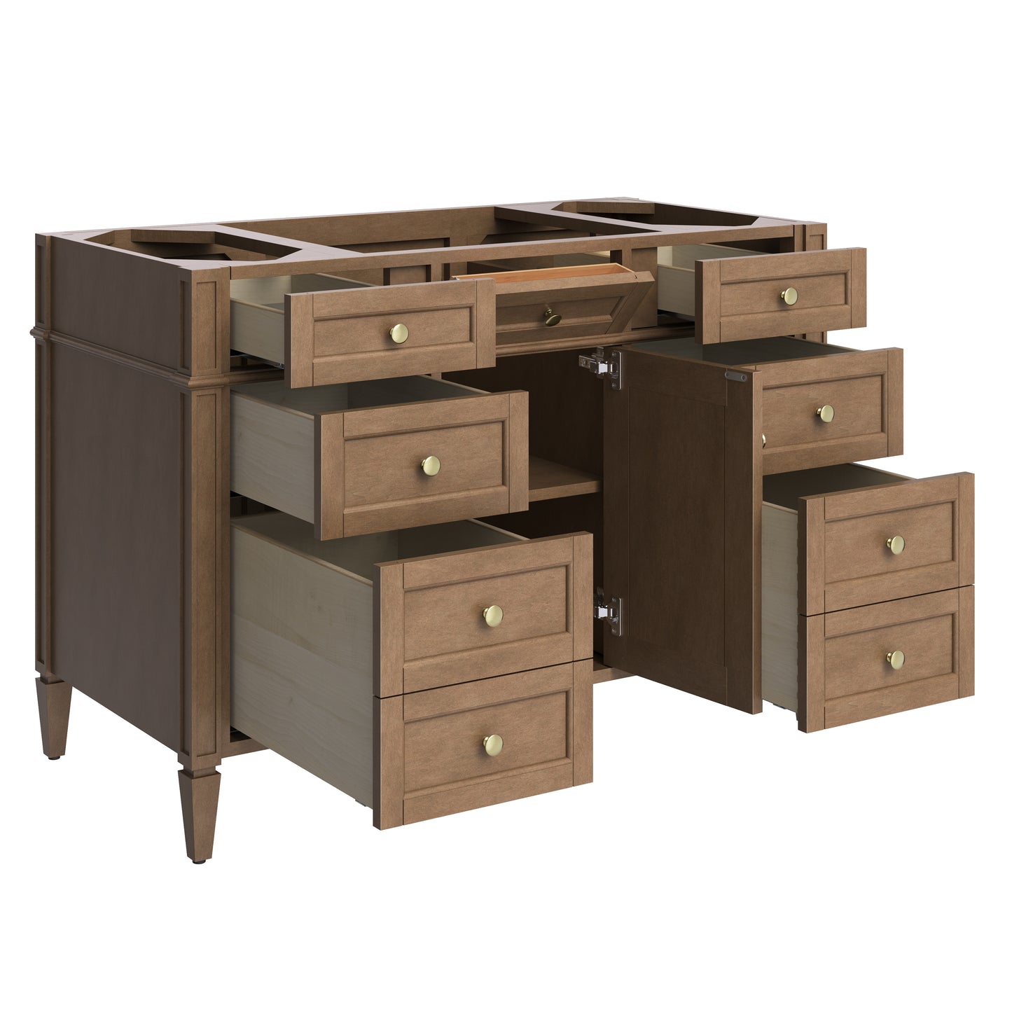 James Martin Brittany 48" Single Vanity with Single Hole 3 CM White Zeus Quartz Top & Backsplash