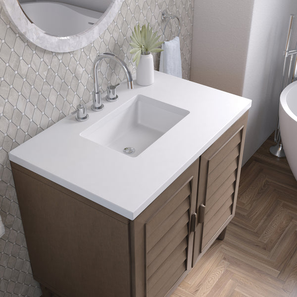 James Martin Portland 36" Single Vanity Whitewashed Walnut with 3 CM Countertop