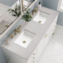 James Martin Chicago 60" Double Vanity, Glossy White - Luxe Bathroom Vanities