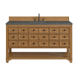 James Martin Malibu 60" Single Vanity, Amber Birch with 3 CM Countertop & FreePower Wireless Charger