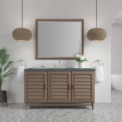 James Martin Portland 60" Single Vanity Whitewashed Walnut with 3 CM Countertop & FreePower Wireless Charger