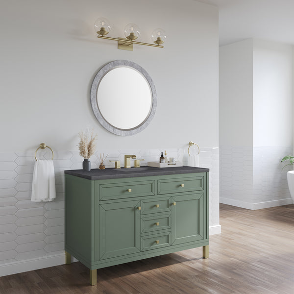 James Martin Chicago 48" Single Vanity, Smokey Celadon - Luxe Bathroom Vanities