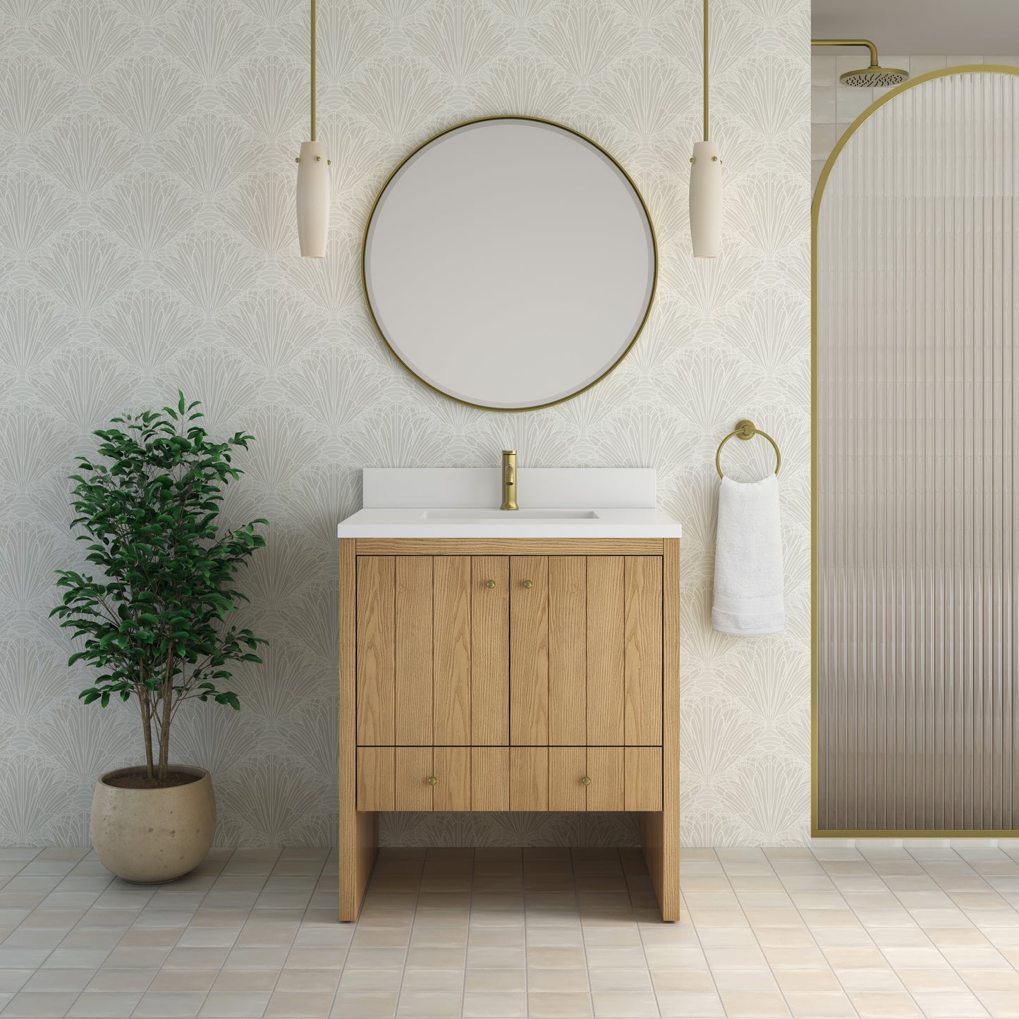 James Martin Hudson 30" Single Vanity with Single Hole 3 CM White Zeus Silestone Top and Matching Backsplash