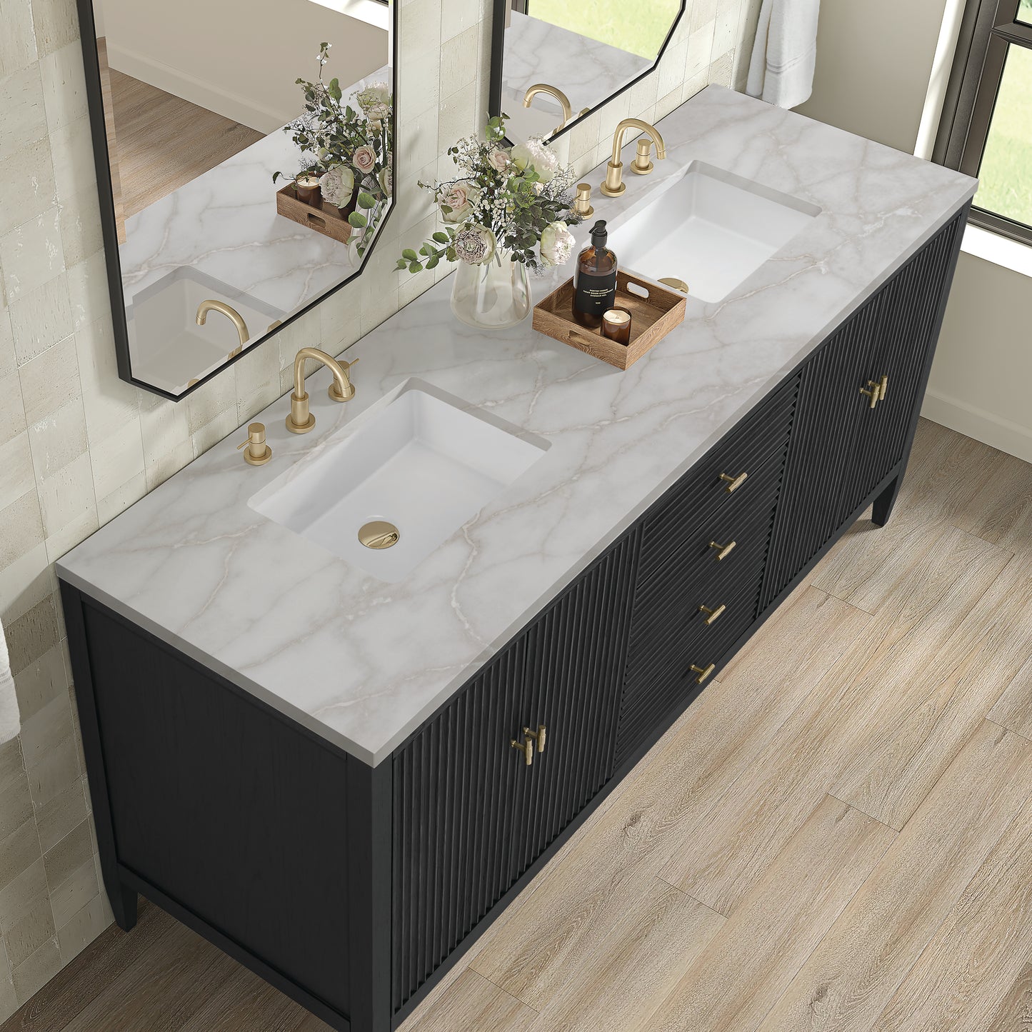 James Martin Myrrin 72" Double Vanity with 3 CM Countertop