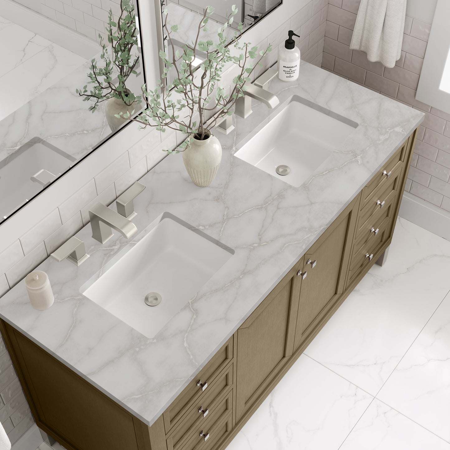 James Martin Chicago 60" Double Vanity with 3 CM Countertop
