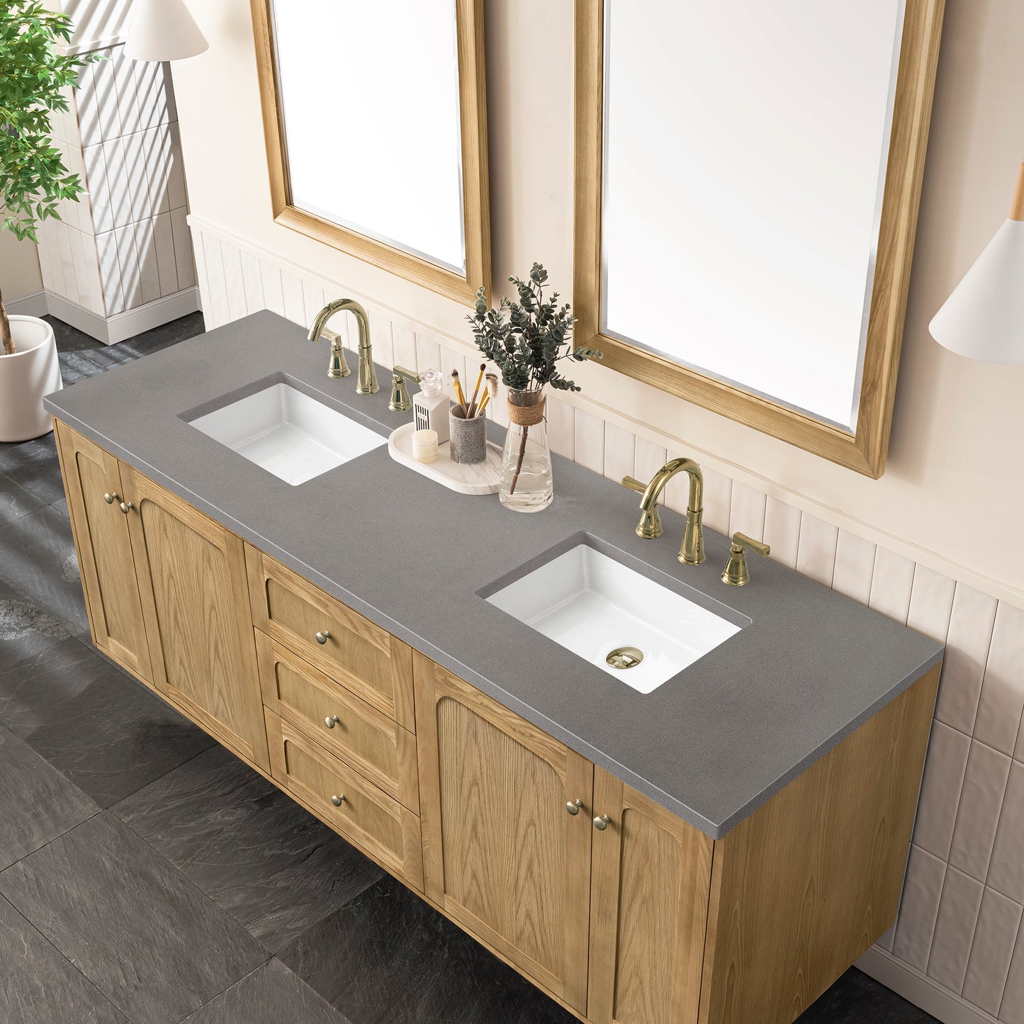 James Martin Laurent 72" Double Vanity, Light Natural Oak