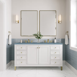 James Martin Chicago 60" Double Vanity, Glossy White - Luxe Bathroom Vanities