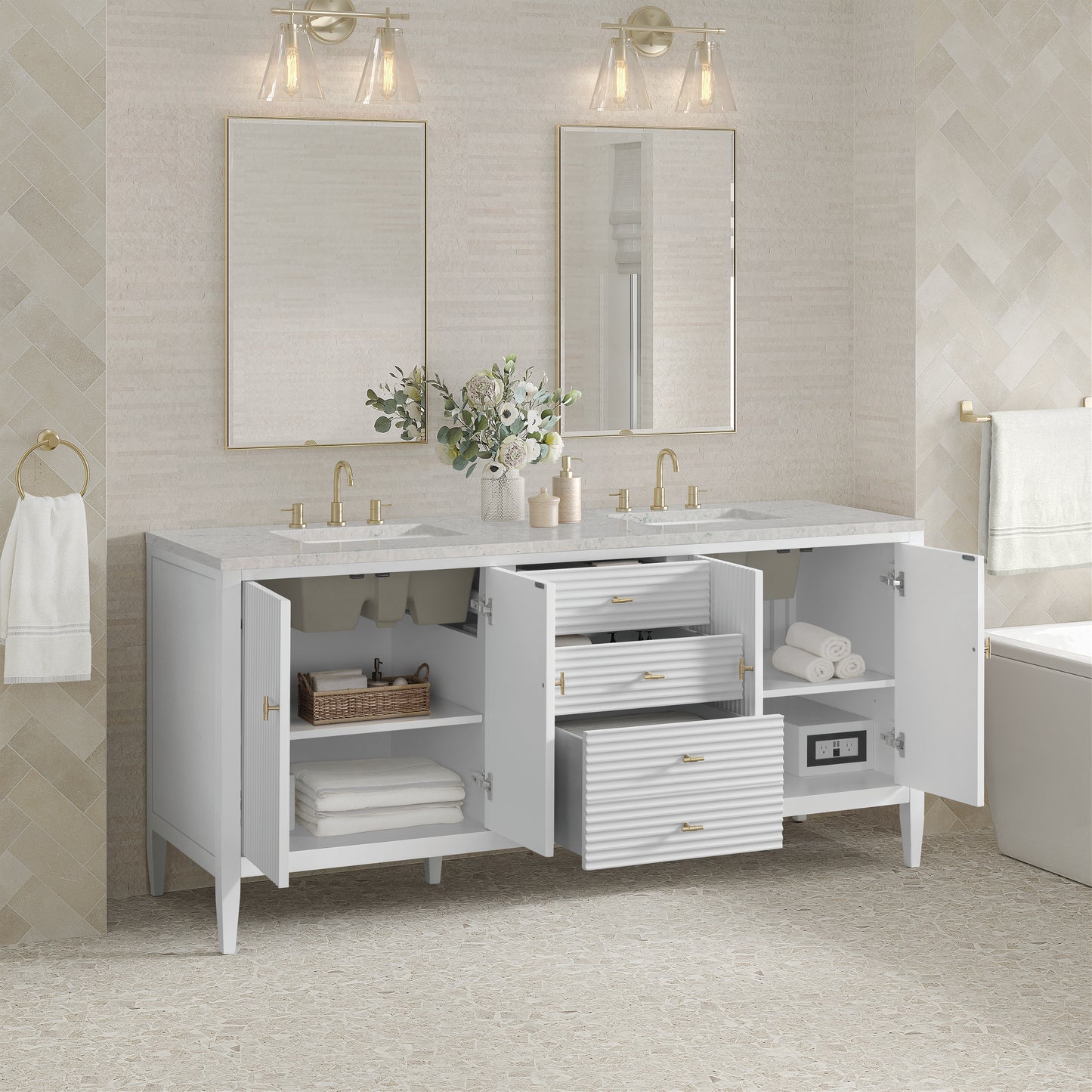 James Martin Myrrin 72" Double Vanity with 3 CM Countertop