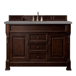 James Martin Brookfield 60" Single Vanity Vanities James Martin Burnished Mahogany w/ 3 CM Grey Expo Quartz Top 