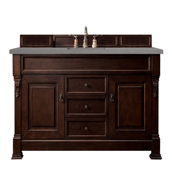 James Martin Brookfield 60" Single Vanity Vanities James Martin Burnished Mahogany w/ 3 CM Grey Expo Quartz Top 