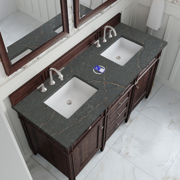 James Martin Brittany 60" Double Vanity with 3 CM Countertop & FreePower Wireless Charger
