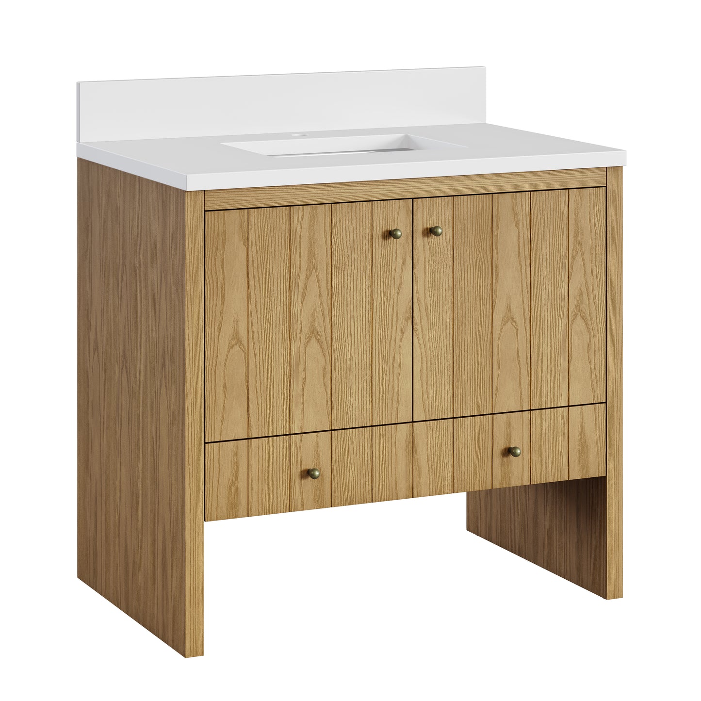 James Martin Hudson 36" Single Vanity with Single Hole 3 CM White Zeus Silestone Top and Matching Backsplash