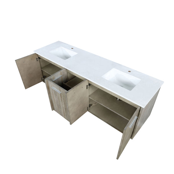 Lexora Collection Fairbanks 72 inch Rustic Acacia Double Bath Vanity and White Quartz Top - Luxe Bathroom Vanities