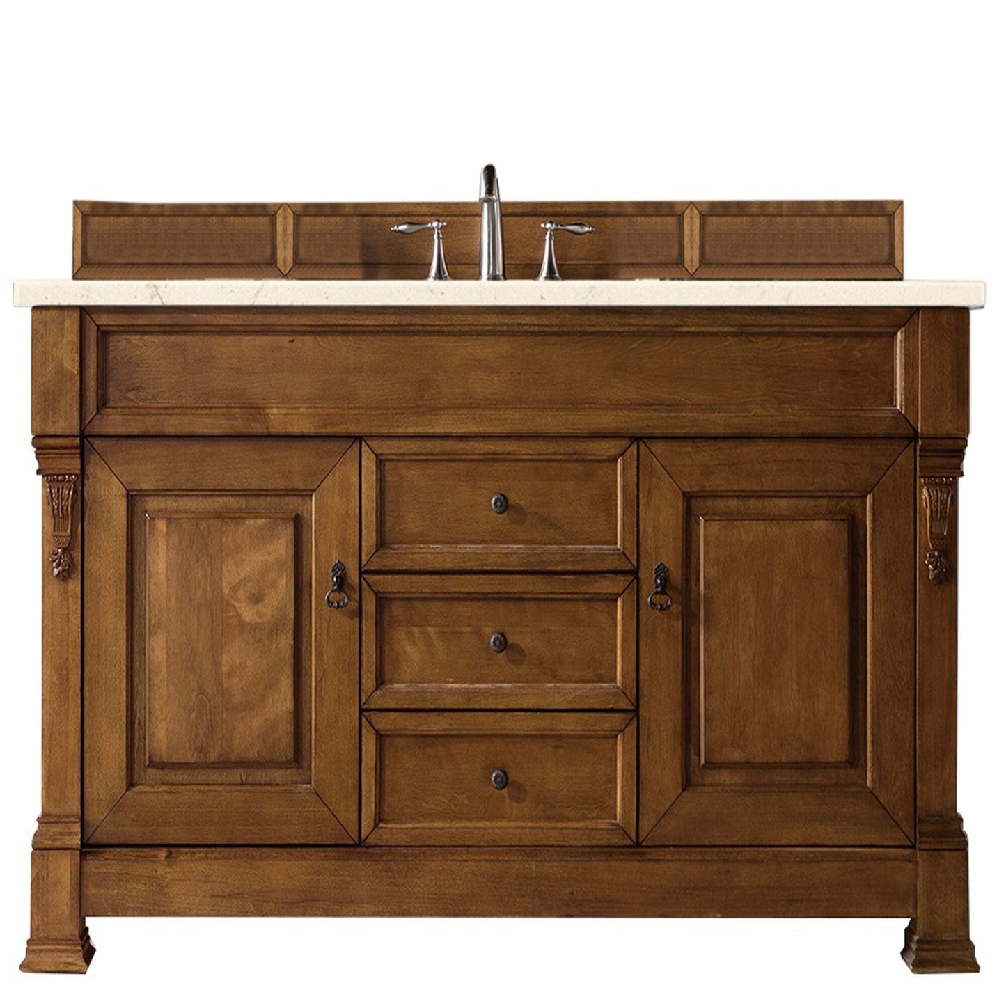 James Martin Brookfield 60" Single Vanity Vanities James Martin Country Oak w/ 3 CM Eternal Marfil Quartz Top 