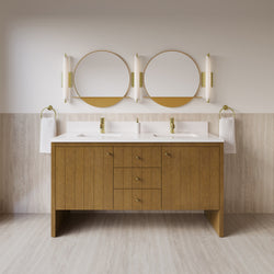 James Martin Hudson 60" Double Vanity with Single Hole 3 CM White Zeus Silestone Top and Matching Backsplash