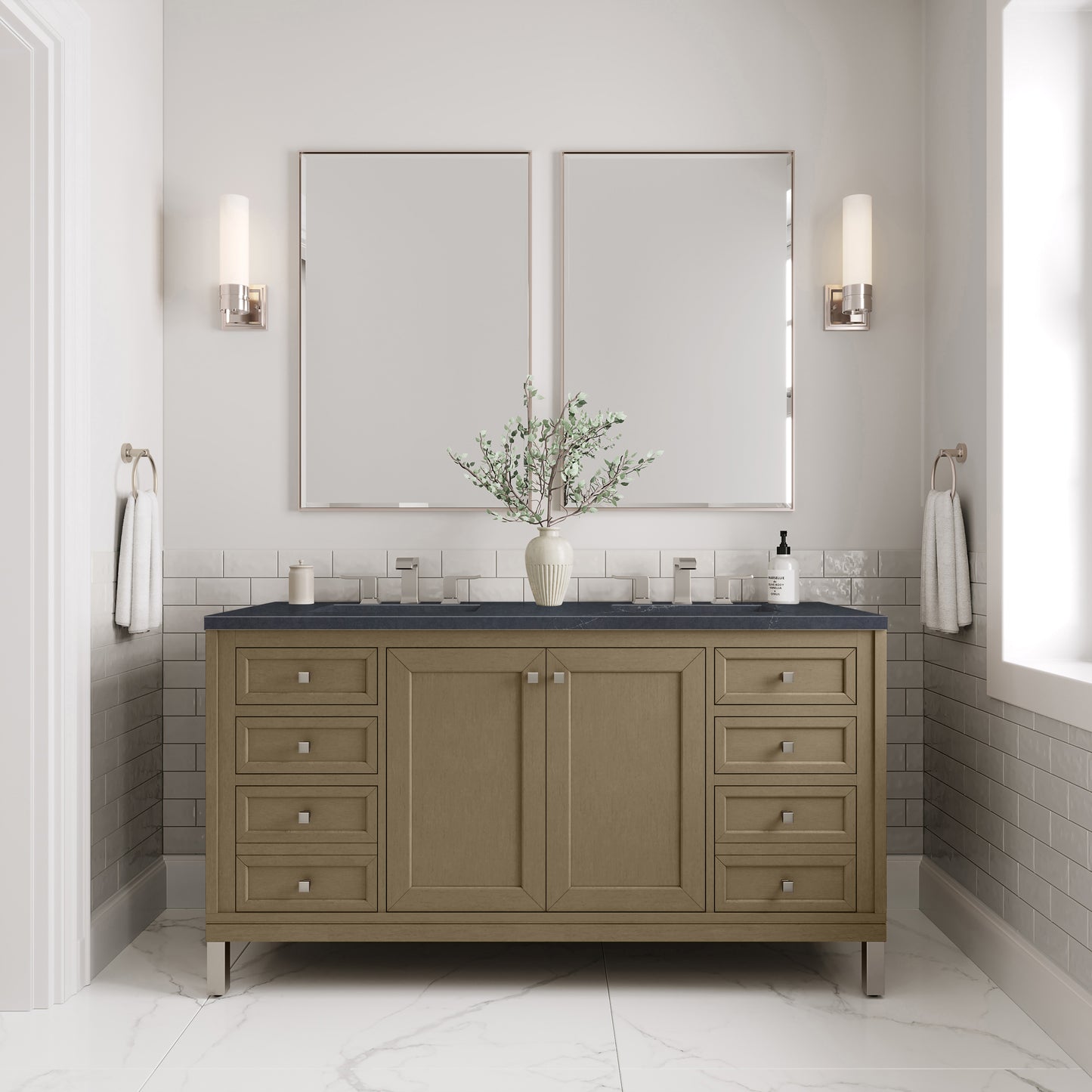 James Martin Chicago 60" Double Vanity with 3 CM Countertop