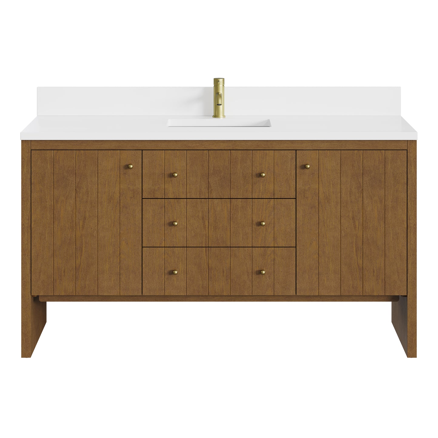 James Martin Hudson 60" Single Vanity with Single Hole 3 CM White Zeus Silestone Top and Matching Backsplash