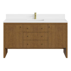 James Martin Hudson 60" Single Vanity with Single Hole 3 CM White Zeus Silestone Top and Matching Backsplash