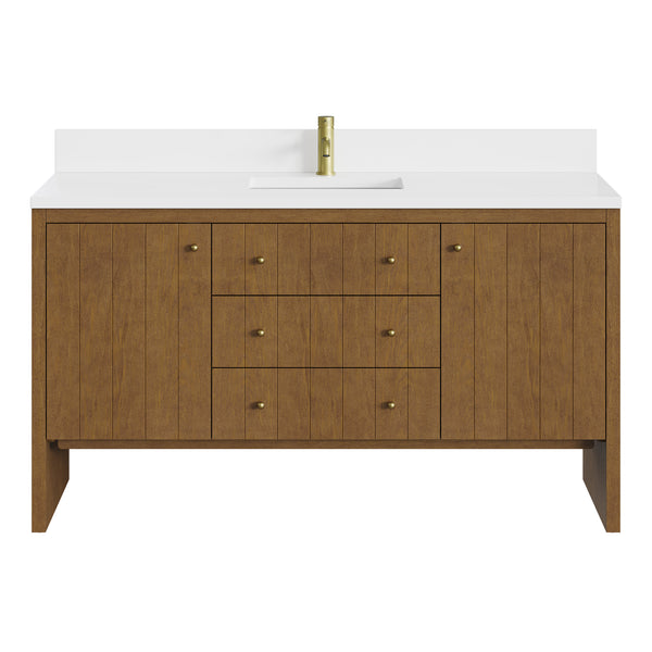 James Martin Hudson 60" Single Vanity with Single Hole 3 CM White Zeus Silestone Top and Matching Backsplash