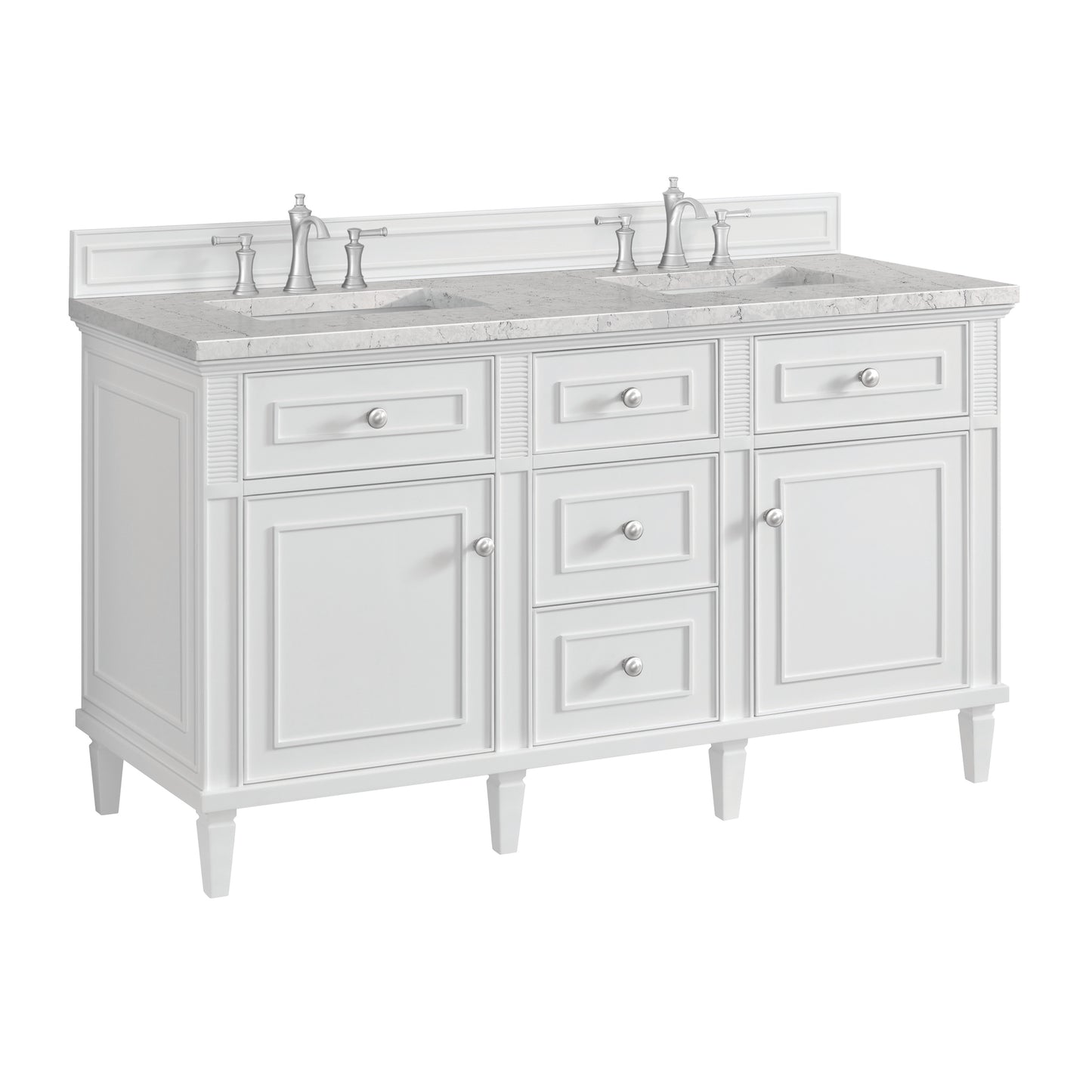 James Martin Lorelai 60" Double Vanity with 3 CM Countertop & FreePower Wireless Charger