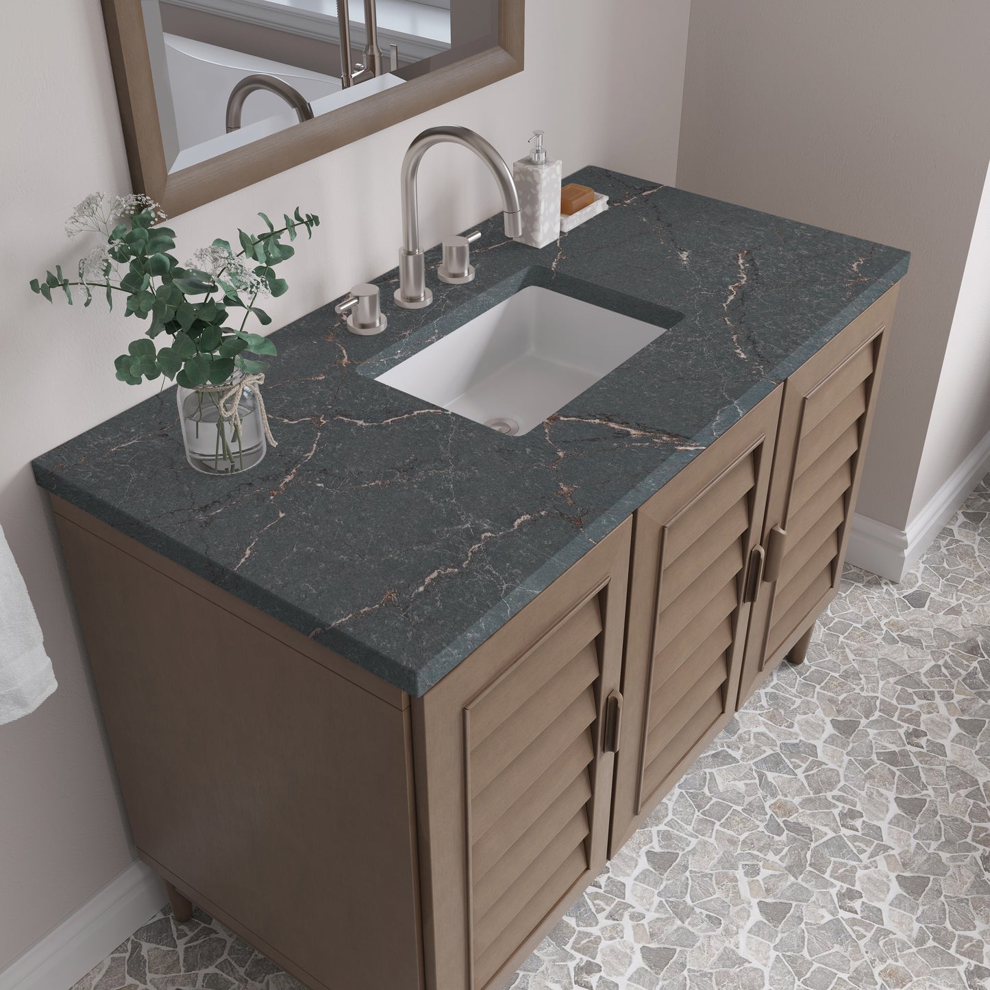 James Martin Portland 48" Single Vanity Whitewashed Walnut with 3 CM Countertop