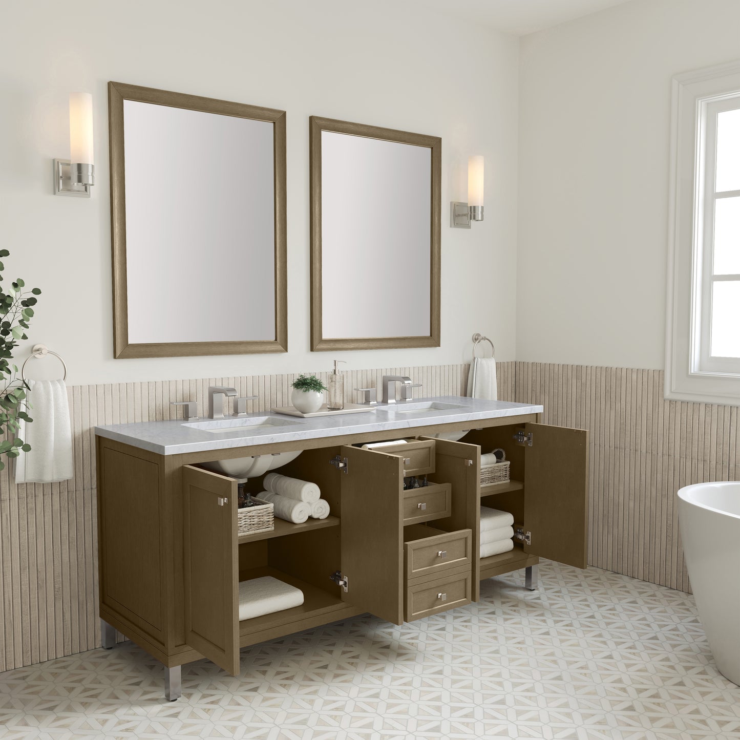 James Martin Chicago 72" Double Vanity with 3 CM Countertop