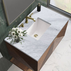 James Martin Marcello 36" Single Vanity, Chestnut with 3CM Top - Luxe Bathroom Vanities