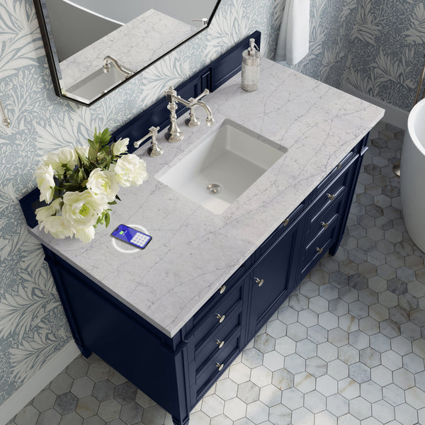 James Martin Brittany 48" Single Vanity with 3 CM Countertop & FreePower Wireless Charger