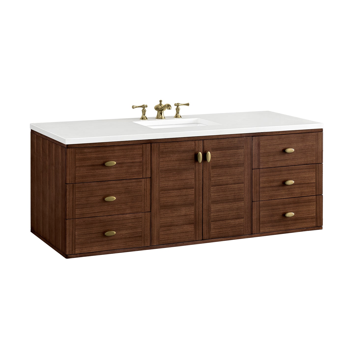 James Martin Amberly 60" Single Vanity, Mid-Century Walnut