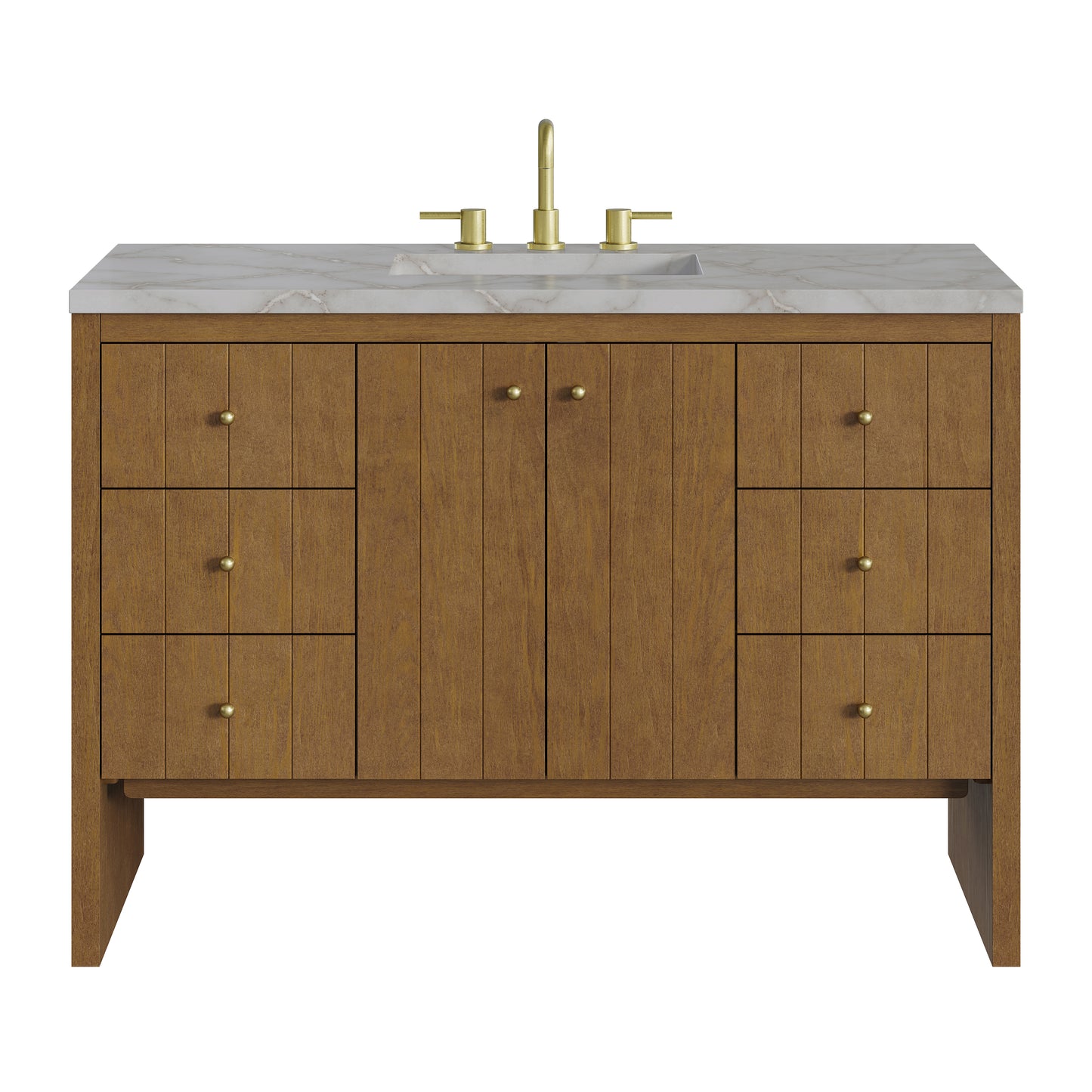 James Martin Hudson 48" Single Vanity Honey Oak w/ 3 CM Countertop & FreePower Wireless Charger