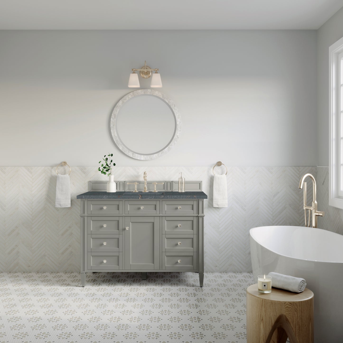 James Martin Brittany 48" Single Vanity with 3 CM Countertop & FreePower Wireless Charger