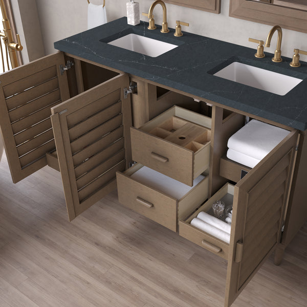 James Martin Portland 60" Double Vanity Whitewashed Walnut with 3 CM Countertop