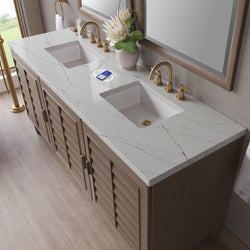 James Martin Portland 72" Double Vanity Whitewashed Walnut with 3 CM Countertop & FreePower Wireless Charger