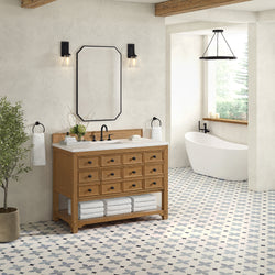 James Martin Malibu 48" Single Vanity, Amber Birch w/ 3 CM Counter Top - Luxe Bathroom Vanities