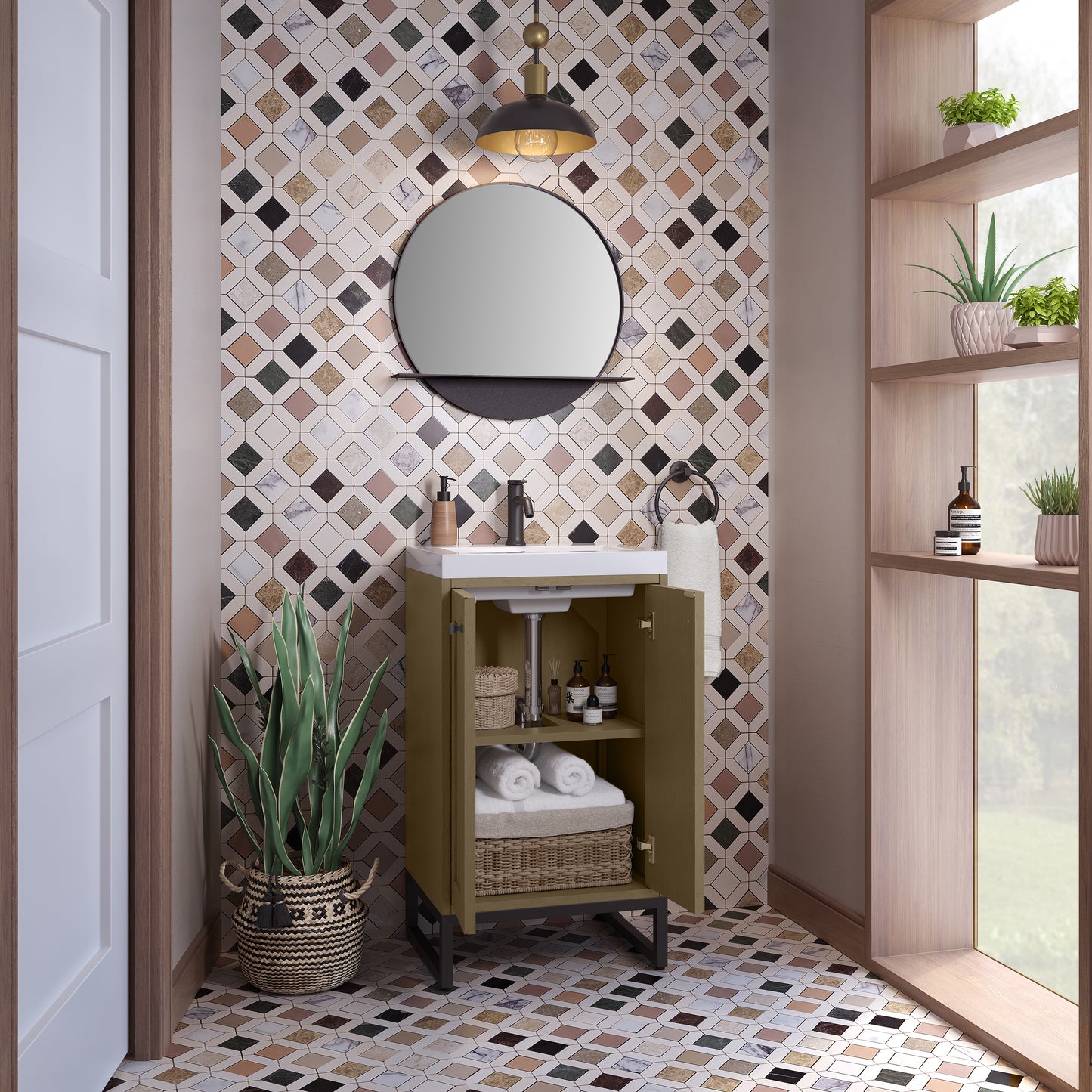 James Martin Chianti Single Vanity with White Glossy Composite Stone Top