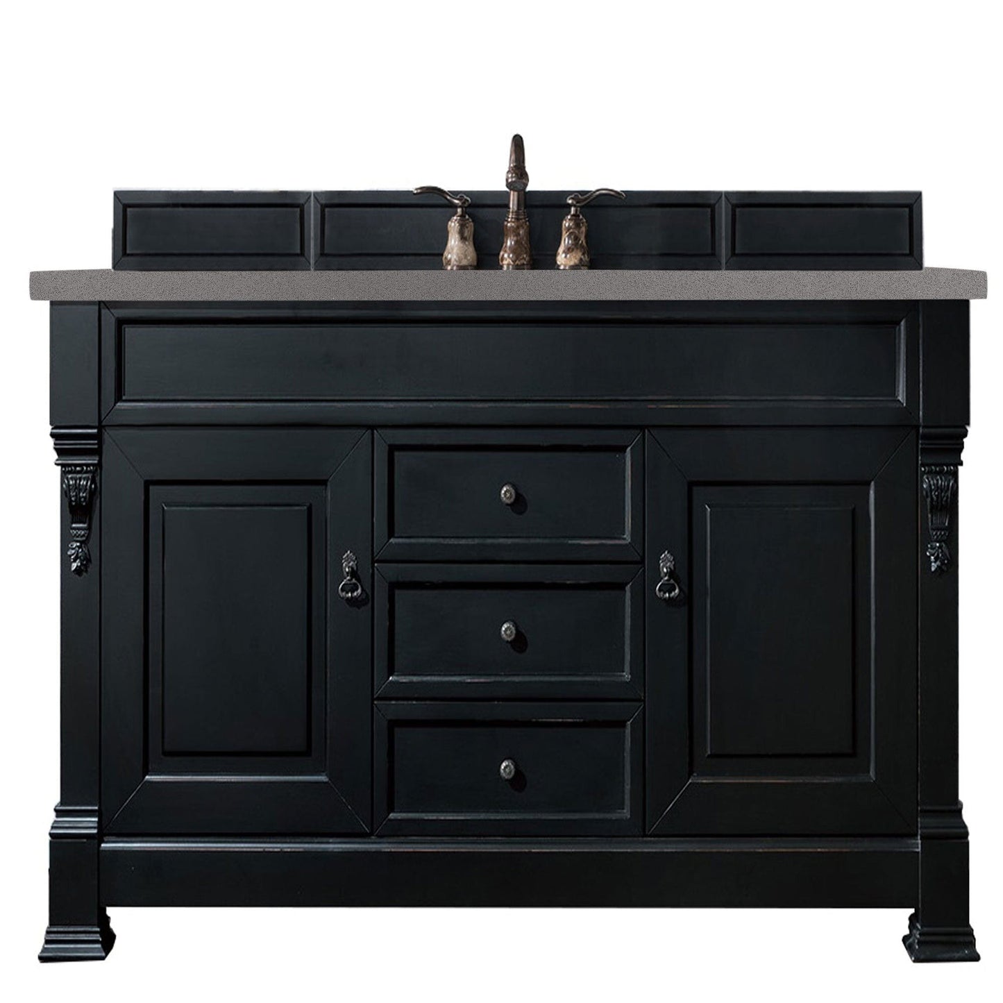 James Martin Brookfield 60" Single Vanity Vanities James Martin Antique Black w/ 3 CM Grey Expo Quartz Top 