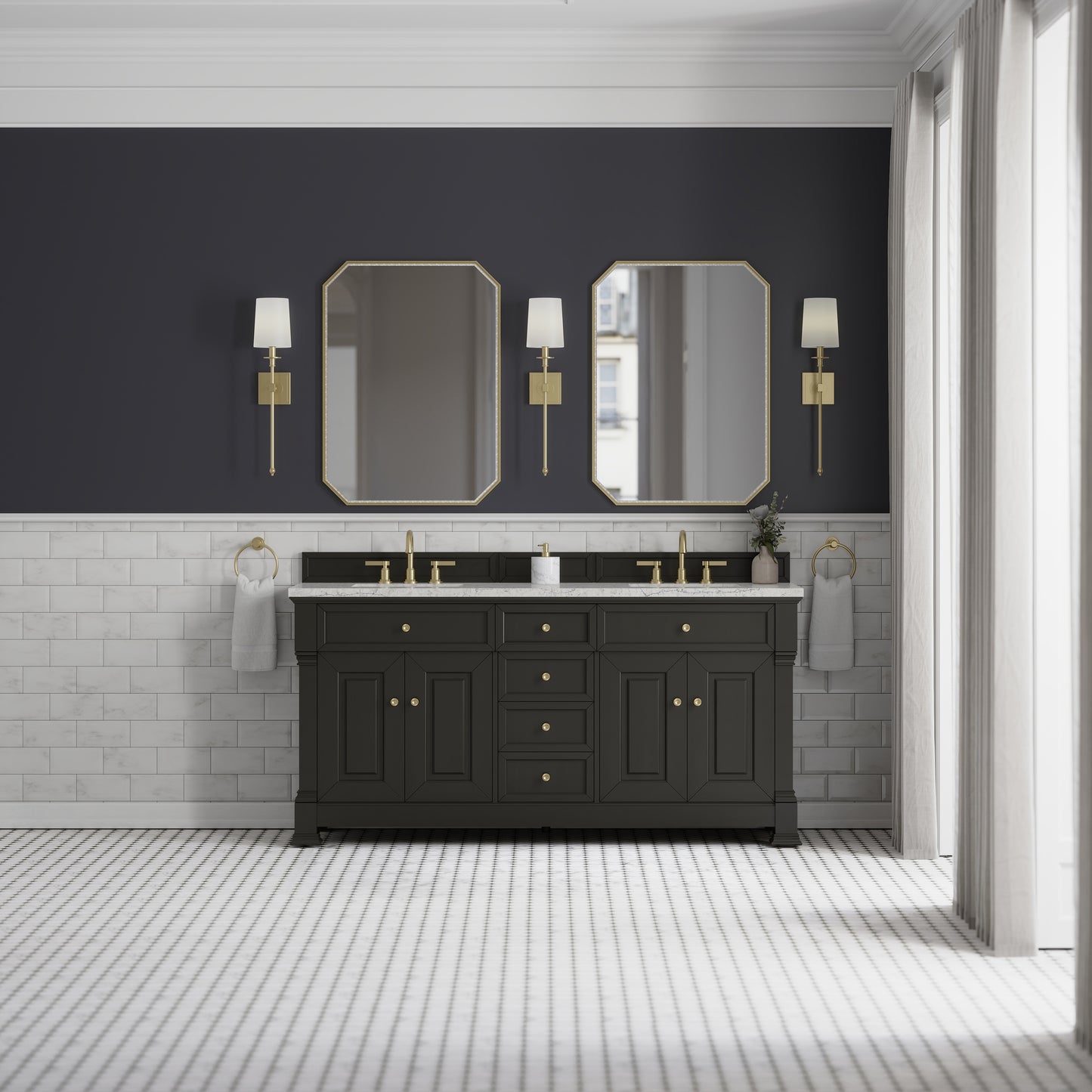 James Martin Brookfield 72" Double Vanity with 3 CM Countertop & FreePower Wireless Charger