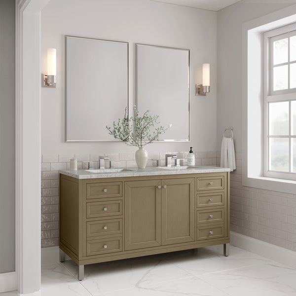 James Martin Chicago 60" Double Vanity with 3 CM Countertop & FreePower Wireless Charger