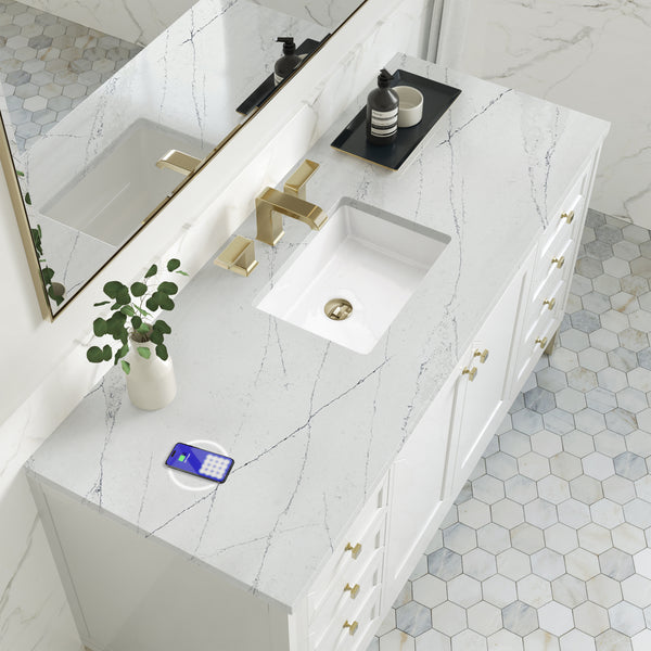 James Martin Chicago 60" Single Vanity with 3 CM Countertop & FreePower Wireless Charger