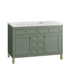 James Martin Chicago 48" Single Vanity, Smokey Celadon - Luxe Bathroom Vanities