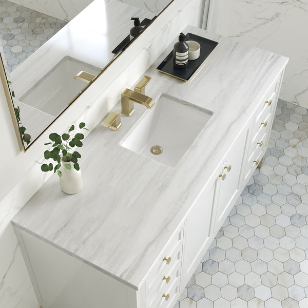James Martin Chicago 60" Single Vanity, Glossy White - Luxe Bathroom Vanities