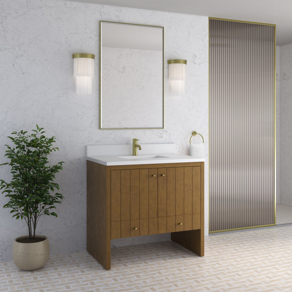 James Martin Hudson 36" Single Vanity with Single Hole 3 CM White Zeus Silestone Top and Matching Backsplash